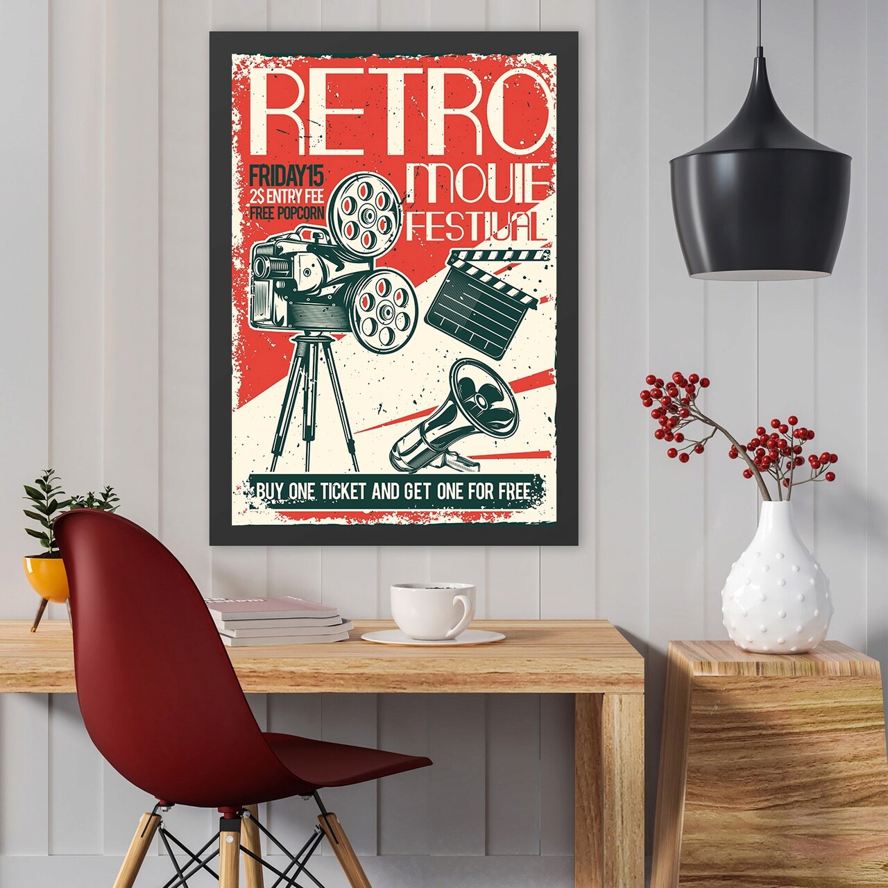 Tablou decorativ, Retro Movie (40 x 55), Polistiren, Multicolor - imagine 3